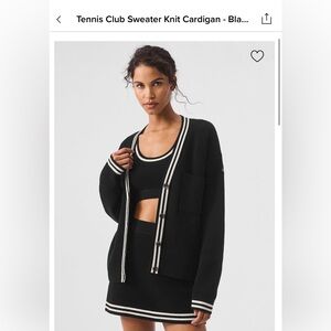 ALO Yoga Black Cardigan with White Accents